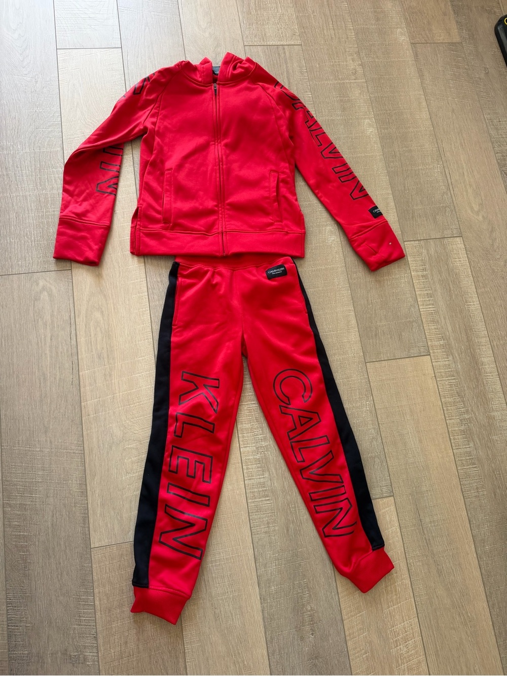Calvin Klein Red and Black Logo Hoodie & Joggers Set